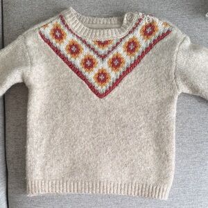 dip Cream Sweater with Multicolor Chevron